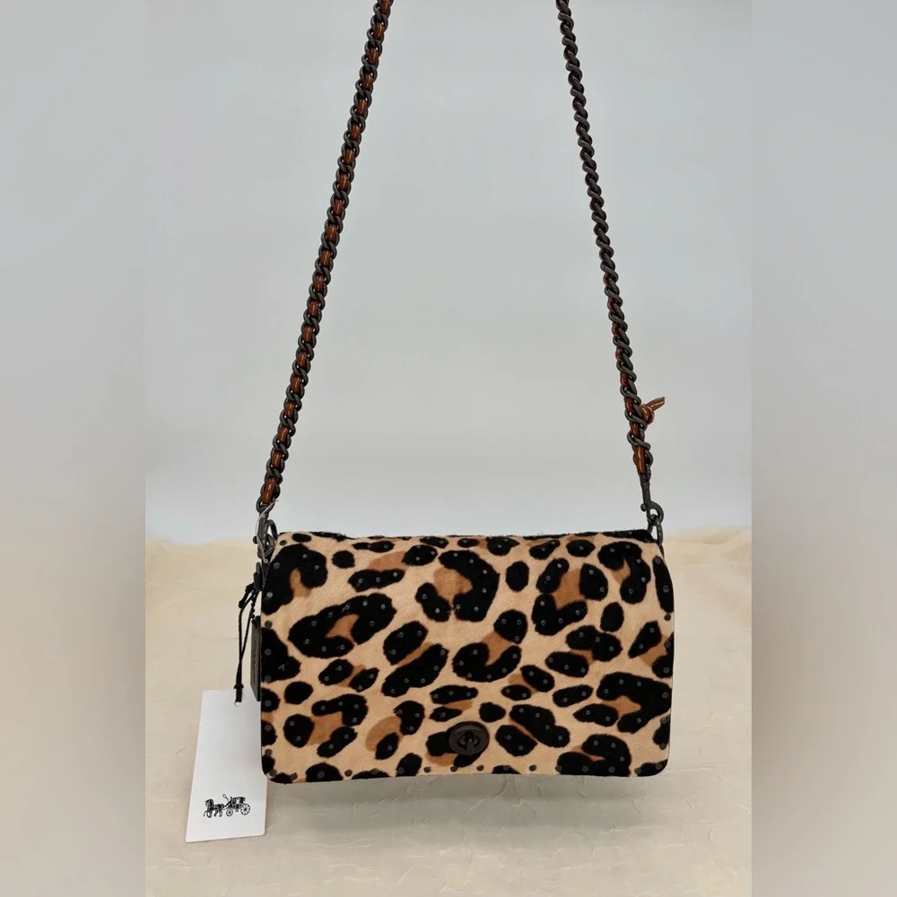 NWT COACH Dinky With Rivet Embellished Leopard Print 32869 - Picture 3 of 14